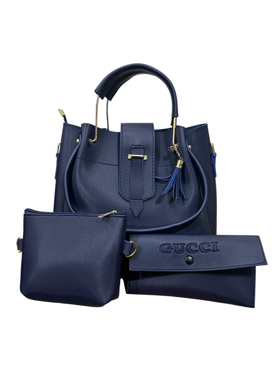 3 Pcs Blue Ladies HandBag