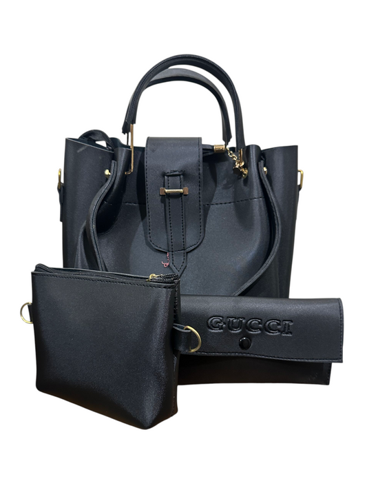 3 Pcs Black Ladies Handbag